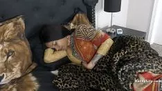 Play Awakened from Indian sleep, she sucks his cock and masturbates dressed