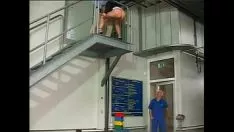 Brutal fuck with regular mature bitch in the factory by two co-workers