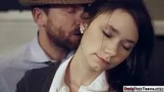Brunette gives a blowjob at the wheel of the driver she hired
